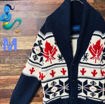 [ 개성파 구제 의류 ] 노르딕 무늬 니트 가디건 싸개 버튼 새상품급 M