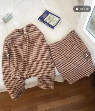 체크 무늬 트위드 셋업