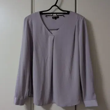 Indlvi 연보라 V넥 긴팔 셔츠