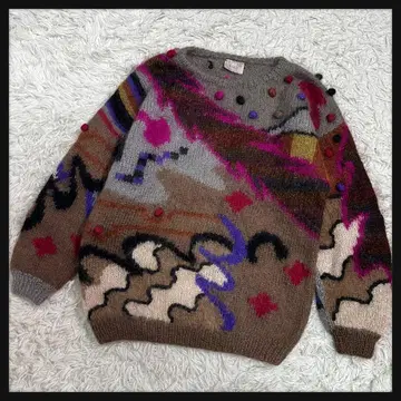 80s 빈티지 뉴질랜드산 모헤어 니트 스웨터 오버 사이즈