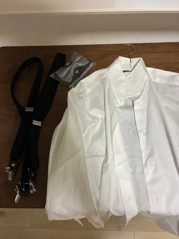 아자부 테일러 윙카라 셔츠와 나비 넥타이 서스펜더 세트