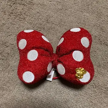 디즈니 빨간색과 화이트 도트 리본 헤어 액세서리