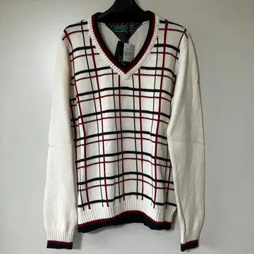 TOMMY HILFIGER 체크 무늬 V넥 스웨터 M