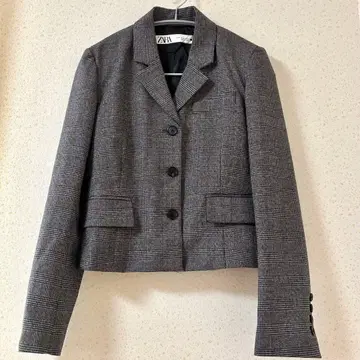 ZARA 테일러드 자켓 그레이 계열 체크 무늬 XS