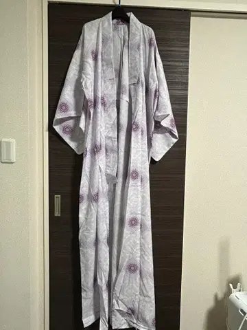 연보라색 꽃무늬 유카타 오비 세트