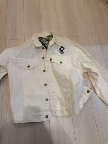 스누피 자수 화이트 데님 자켓 XL