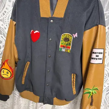 DAILY F 자수 바시티 자켓 그레이/브라운