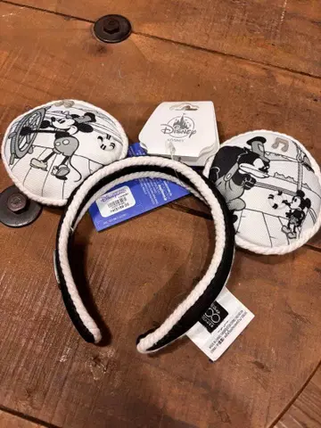 택 포함 새상품 홍콩 디즈니 흑백 미키마우스 머리띠