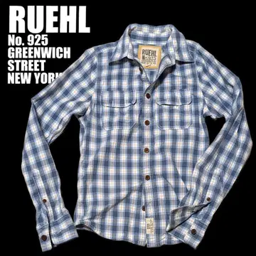 RUEHL No.925 블루 계열 체크 긴팔 셔츠 M