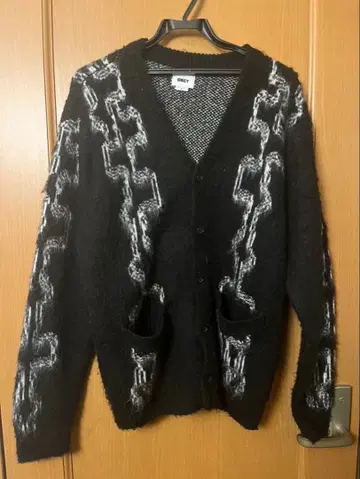 OBEY 가디건 니트 스웨터 모헤어 가디건