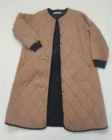 코튼 퀼트 롱 코트