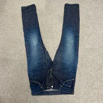 스트레이트 데님 다크 블루 면 100%