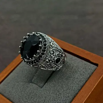 빈티지 실버 블랙 블랙 지르코니아 레트로 반지 반지 14호