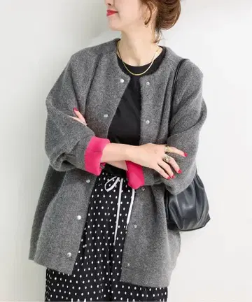 B.C STOCK 2층 스무스 니트 롱 가디건 그레이