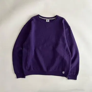 레어 컬러 짧은 기장 M 00s 러셀 무지 크루 맨투맨 퍼플