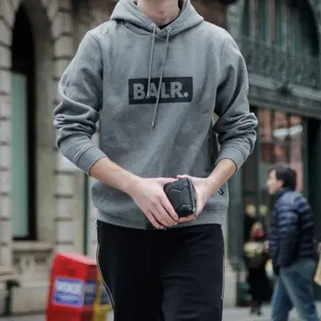 BALR. 그레이 후드 부착 후드티