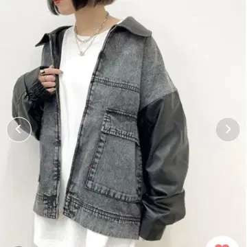 apres jour mignon 오버 사이즈 모듬 포켓 블루종