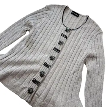 Les cinsens 가디건 리본 비즈 스팽글 그레이