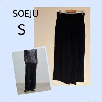새상품급 SOEJU 소쥬 턱 와이드 팬츠 블랙 S