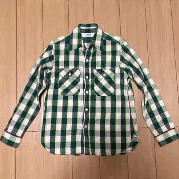 웨어하우스 플란넬 셔츠 그린 체크 무늬 M 사이즈