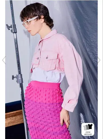 [ 새상품급 ] MAISON SPECIAL 컷오프 숏 데님 자켓 핑크