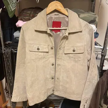 듀얼 베이지 데님풍 자켓 L 피그 가죽 자켓