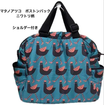 마타노 아츠코 보스턴백 닭 패턴 숄더 포함