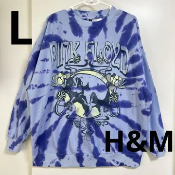 H&M PINKFLOYD 타이다이 패턴 트레이닝복 맨투맨 L 파랑 속기모