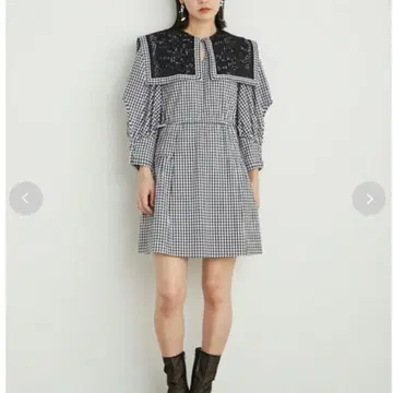 LILY BROWN 카라 레이스 셔츠 원피스