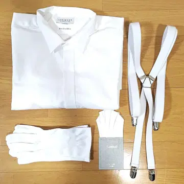 [ 결혼식용 세트 ] 셔츠, 서스펜더, 장갑, 포켓 치프