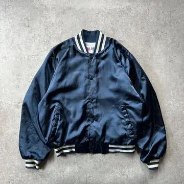 80s90s MBA 나일론 바시티 자켓/블루종 USA제 네이비 L