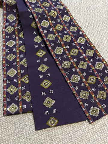 보라색 바탕 마름모 무늬 반폭 오비