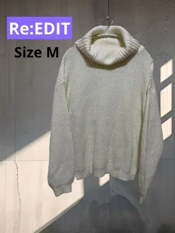Re:EDIT 리디 오버사이즈 터틀넥 스웨터 화이트 L 따뜻하고 귀여운