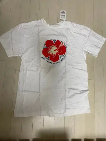 하이비스커스 프린트 화이트 T셔츠 택 포함 새상품