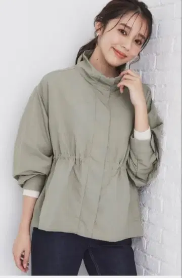 index 스탠드 카라 블루종 카키 M