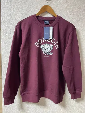 쉽스 테디베어 콜라보 맨투맨 보르도 미사용 새상품 택 포함