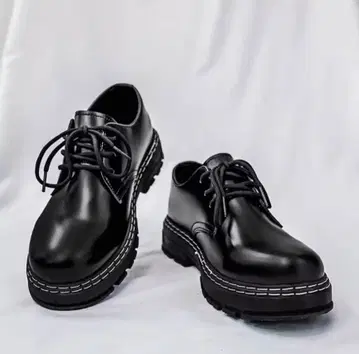 모던 플레인 토 슈즈 / 블랙 (화이트 스티치 사양)