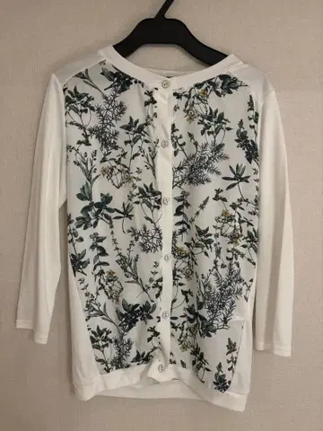 For the people 꽃무늬 오부 소매 가디건