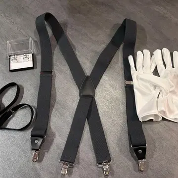 신랑 잡화 4종 세트 서스펜더, 장갑, 암밴드, 커프스 단추
