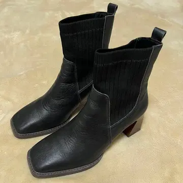 NIKAL 니트 절개 부츠 블랙 가죽 24cm ~ 24.5cm