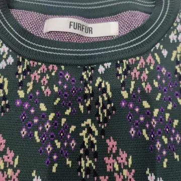 FURFUR 꽃무늬 패턴 니트 반팔 상의