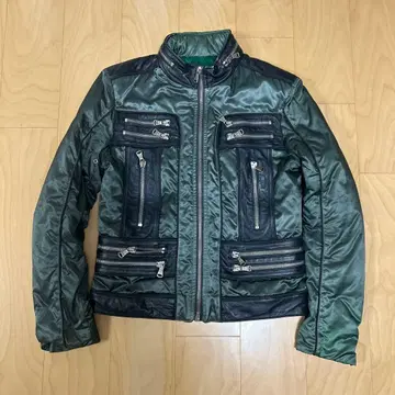 돌체앤가바나 충전솜 다운 가죽 절개 라이더 자켓