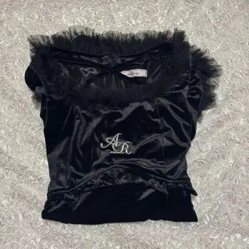 앙크루즈 튤 프릴 프론트 개방 벨로아 OP 블랙 Ank Rouge