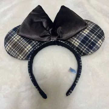 미니 마우스 귀 머리띠 체크 무늬