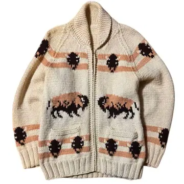 빈티지 70s 버팔로 카우친 스웨터 TALON 지퍼 구제 의류