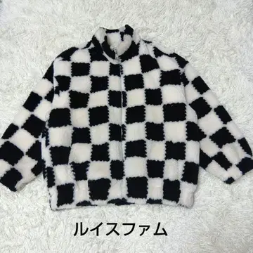 Lui's FEMME 체커 보아 블루종 플리스 자켓