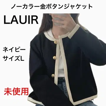 LAUIR 노카라 골드 버튼 자켓 L 사이즈 네이비 미사용 택 포함