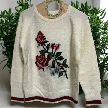 BEAMS BOY 꽃무늬 패턴 니트 스웨터