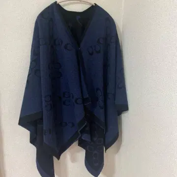 이탈리아제 네이비 로고 판초 리버서블