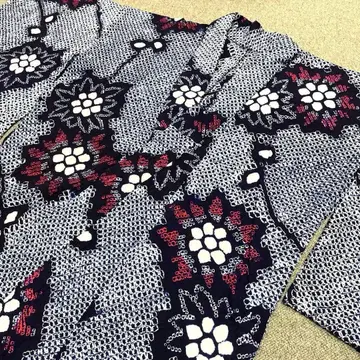 새상품급 아리마츠/나루미 시보리 유카타 꽃무늬
